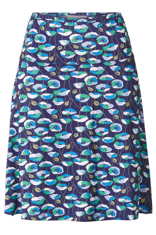 ECOVERO™ A-Linien-Rock mit floralem Print in Blau