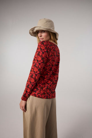 Langarmshirt aus Bio-Baumwolle Rosengarten-Print
