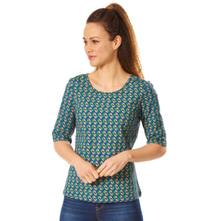 Bedrucktes Shirt aus Bio-Baumwolle 'Nanda' blau/grün