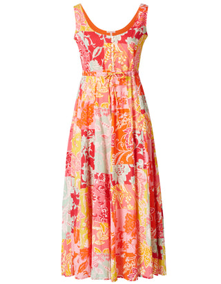 Midi Kleid in pastel Patchwork aus reiner Bio-Baumwolle