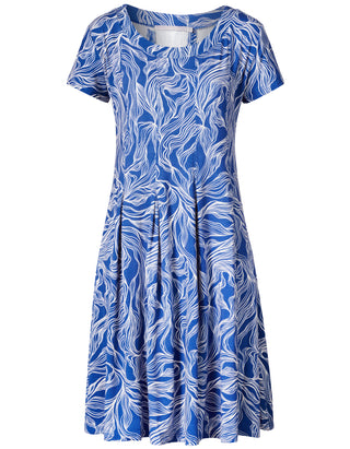 Jersey-Kleid in lila weiß aus LENZING™ ECOVERO™ Viskose