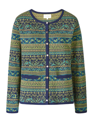 Strickjacke aus GOTS-zertifizierter Bio-Baumwolle mit Jacquardbordüren