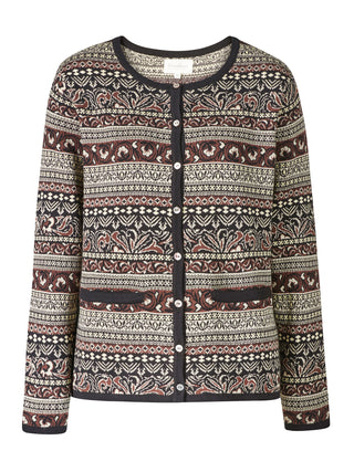 Strickjacke aus GOTS-zertifizierter Bio-Baumwolle mit Jacquardbordüren