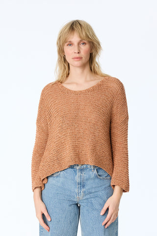 Handgestrickter Pullover aus Baumwolle & Seide