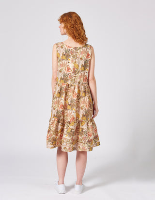 Midi Kleid Sisa bedruckt aus reinem Leinen