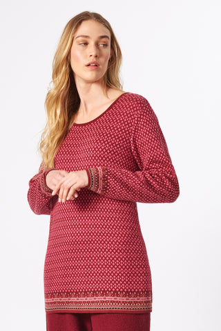 Longpullover aus reiner Bio-Baumwolle im Jacquard-Strick