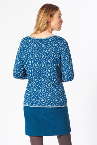 Jacquard-Pullover aus reiner Bio-Baumwolle mit floralem Muster