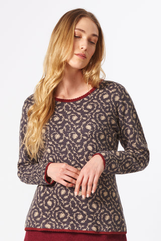 Jacquard-Pullover aus reiner Bio-Baumwolle mit floralem Muster