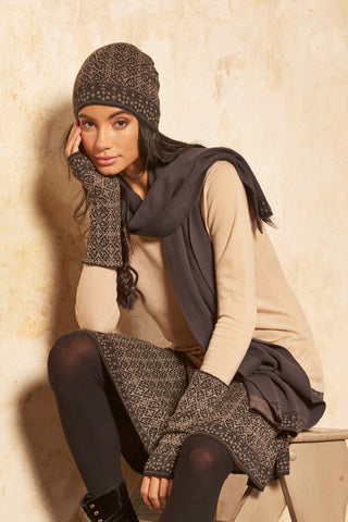 Schicke Beanie-Mütze aus Bio-Baumwolle mit Jacquard-Muster