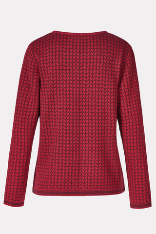 Sustainable jacquard sweater with abstract leaf motif