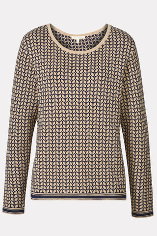 Nachhaltiger Jacquard-Pullover mit abstraktem Blattmotiv
