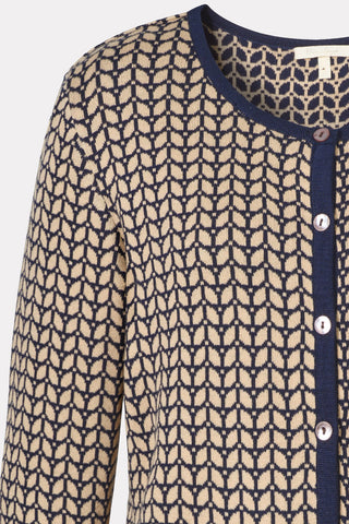 Jacquard cardigan with leaf pattern (GOTS-certified)