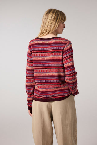 Jacquard fine-knit sweater made of organic cotton (GOTS-certified)