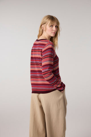 Jacquard fine-knit sweater made of organic cotton (GOTS-certified)