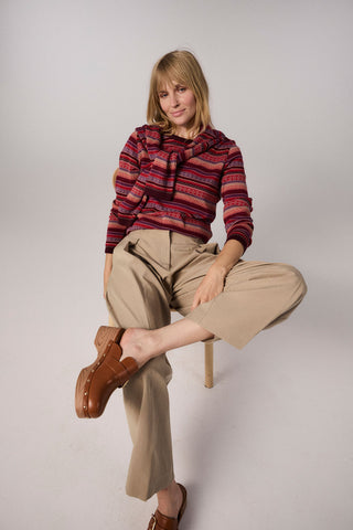 Jacquard fine-knit sweater made of organic cotton (GOTS-certified)