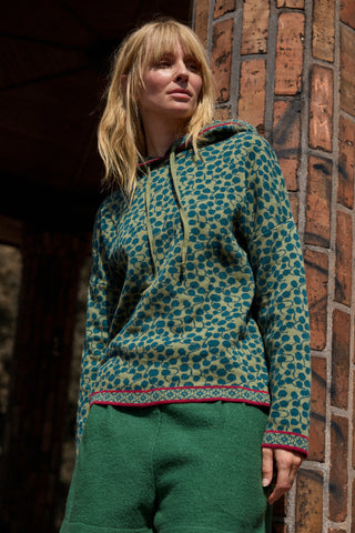 Strick Hoodie Grün gemustert