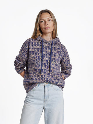 Sweater aus GOTS-zertifizierter Bio-Baumwolle mit Jacquardmuster und Kapuze
