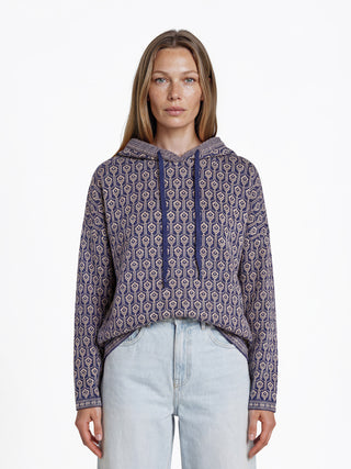 Sweater aus GOTS-zertifizierter Bio-Baumwolle mit Jacquardmuster und Kapuze