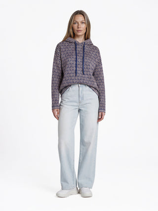 Sweater aus GOTS-zertifizierter Bio-Baumwolle mit Jacquardmuster und Kapuze