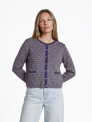 Strickjacke aus GOTS-zertifizierter Bio-Baumwolle mit Jacquardmuster