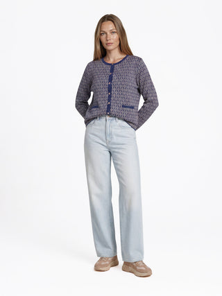 Strickjacke aus GOTS-zertifizierter Bio-Baumwolle mit Jacquardmuster