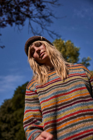 Striped wool sweater made of pure new wool – heavy knit