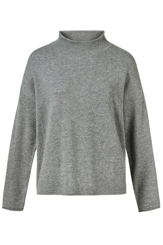 Feinstrick-Pullover mit Stehkragen aus Merino-Kaschmirmix, unifarben