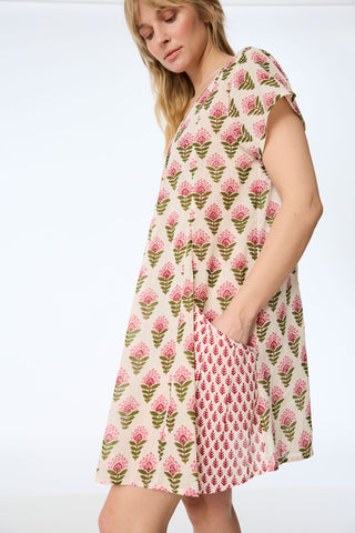 Tunika aus Bio-Baumwolle mit Blockprint