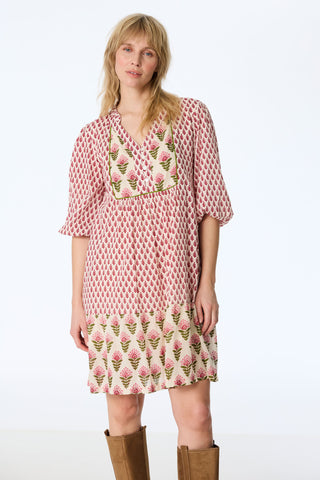 Midi-Kleid aus Bio-Baumwolle mit Blockprint