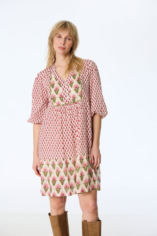 Midi-Kleid aus Bio-Baumwolle mit Blockprint