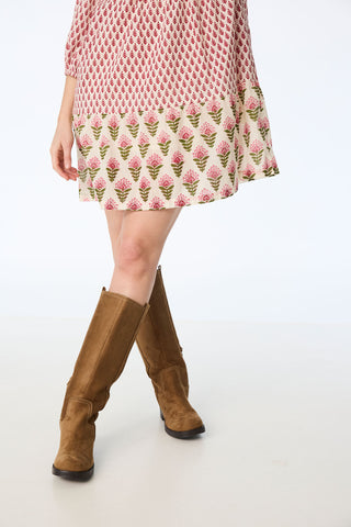 Midi-Kleid aus Bio-Baumwolle mit Blockprint