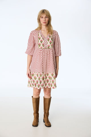 Midi-Kleid aus Bio-Baumwolle mit Blockprint