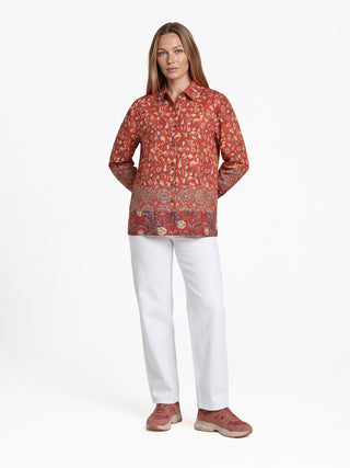 Bluse aus LENZING™ ECOVERO™ Viskose mit floralem Bordürenprint