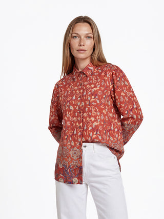 Bluse aus LENZING™ ECOVERO™ Viskose mit floralem Bordürenprint