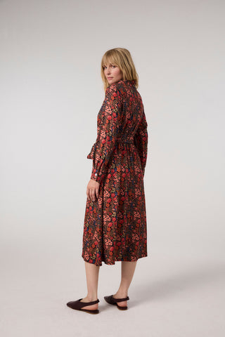 Shirt dress with colorful floral print