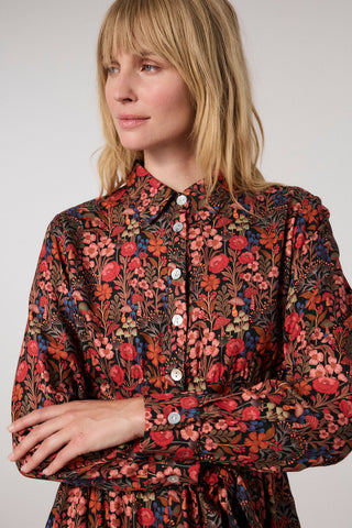 Shirt dress with colorful floral print