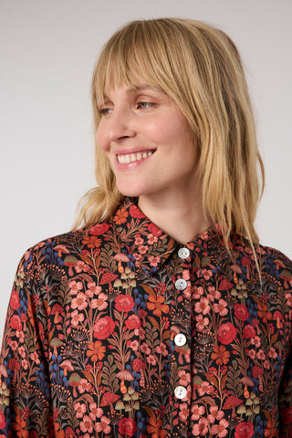 Shirt dress with colorful floral print