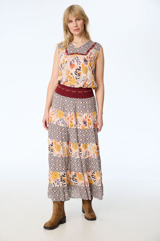 Stufenrock aus Modal mit Ornament-Mix