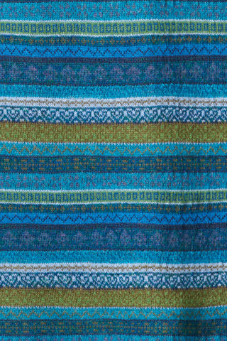 Longpullover aus reiner Alpakawolle in grün und blau gestreift