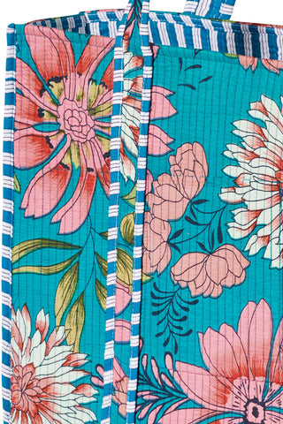 Gesteppter XL Baumwoll-Shopper mit Blockprint im Boho-Stil