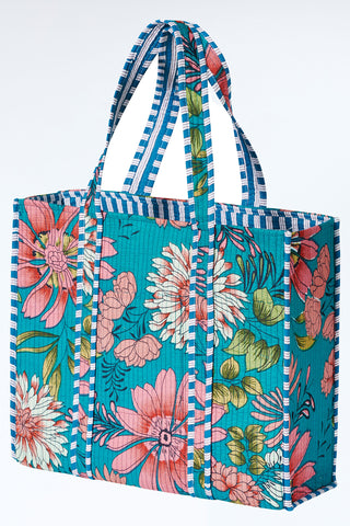 Gesteppter XL Baumwoll-Shopper mit Print im Boho-Stil