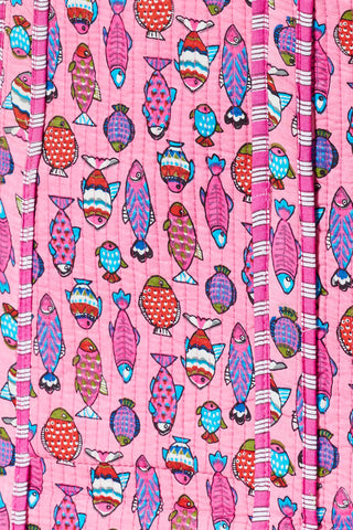 Gesteppter XL Baumwoll-Shopper mit Blockprint im Boho-Stil