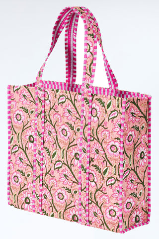 Gesteppter XL Baumwoll-Shopper mit Print im Boho-Stil