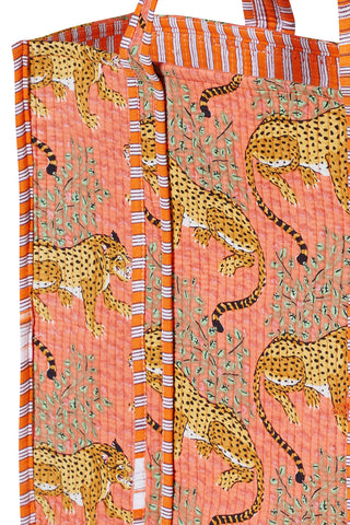 Gesteppter XL Baumwoll-Shopper mit Blockprint im Boho-Stil