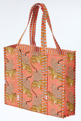 Gesteppter XL Baumwoll-Shopper mit Print im Boho-Stil