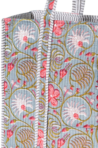 Gesteppter XL Baumwoll-Shopper mit Blockprint im Boho-Stil