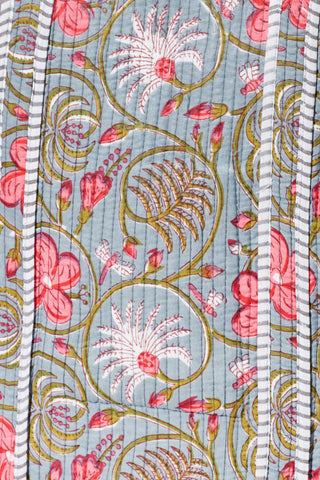 Gesteppter XL Baumwoll-Shopper mit Blockprint im Boho-Stil