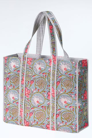 Gesteppter XL Baumwoll-Shopper mit Print im Boho-Stil