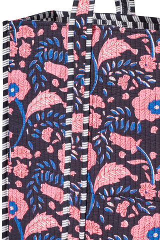 Gesteppter XL Baumwoll-Shopper mit Blockprint im Boho-Stil