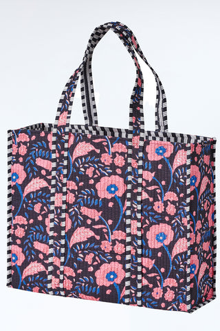 Gesteppter XL Baumwoll-Shopper mit Print im Boho-Stil